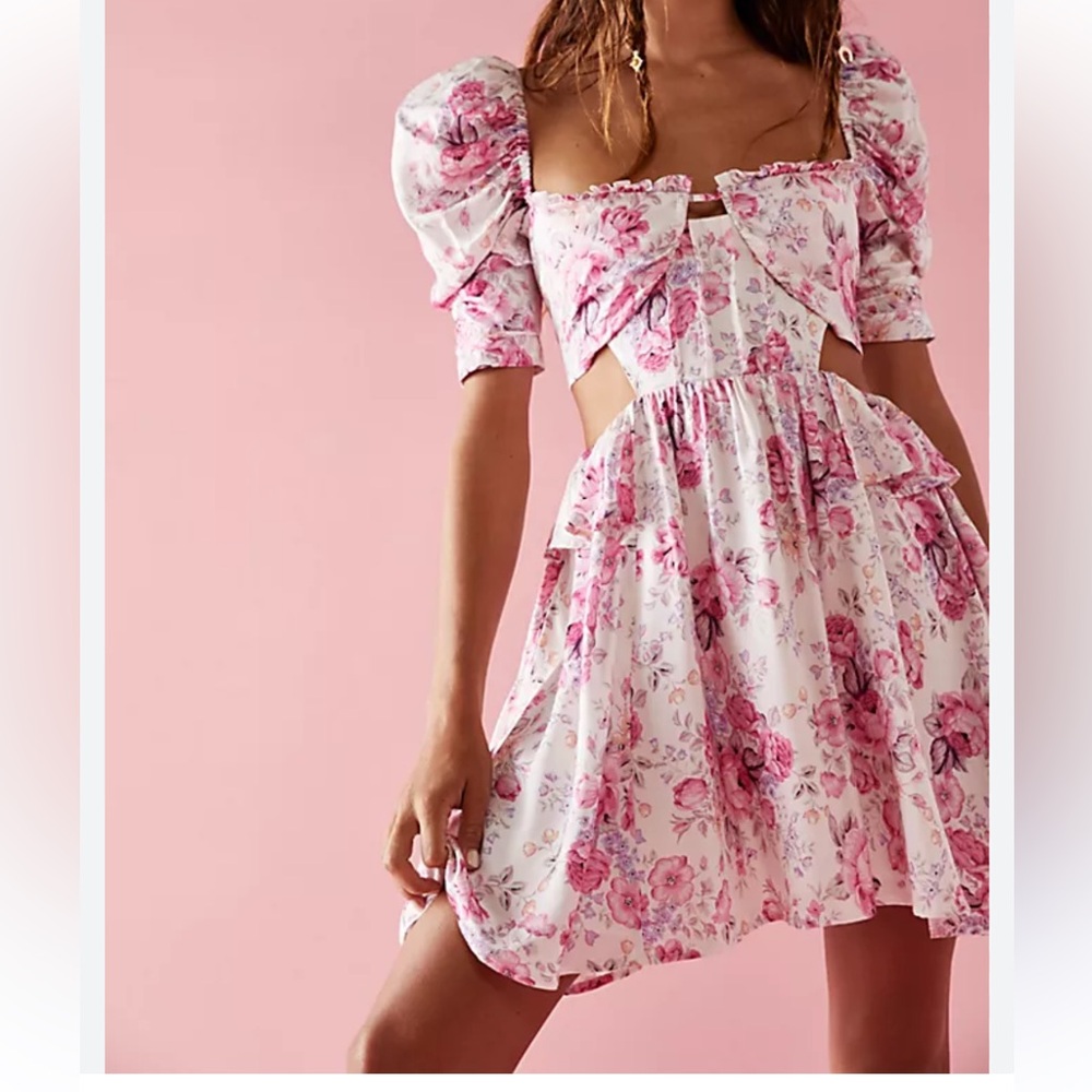 For Love And Lemons Pink Floral Dress